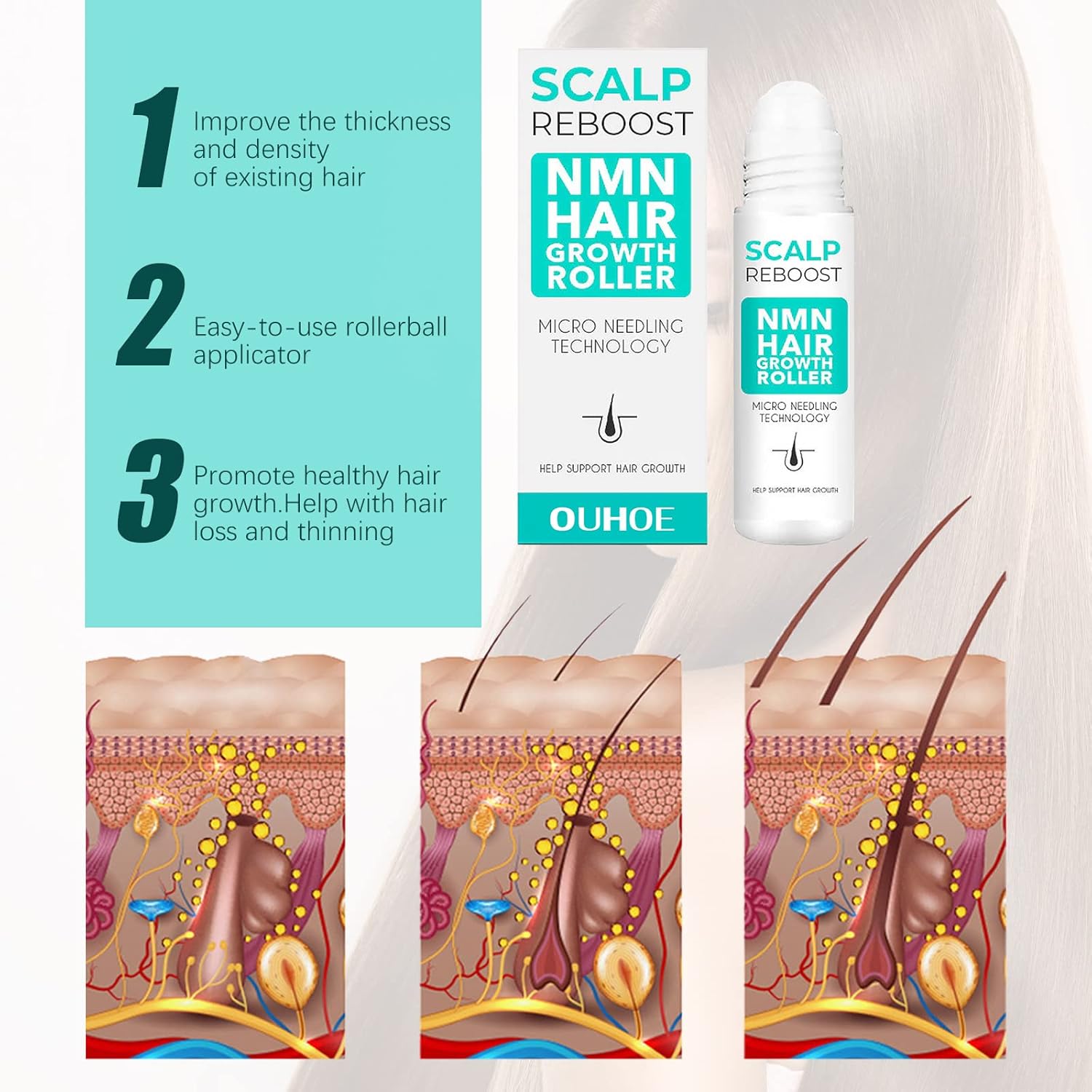 OUHOE Scalp Reboost NMN Hair Growth Roller